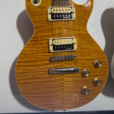 Vintage V100-AFD Reissued Paradise Series Single Cut 2010s - Flamed Amber image 1