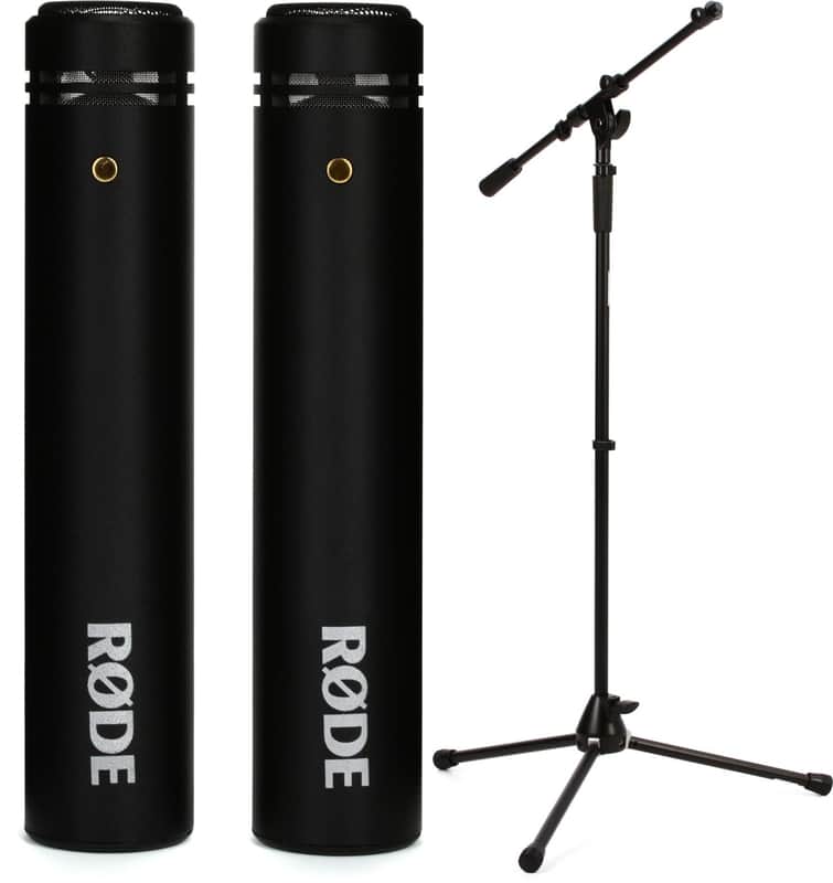 Rode M5 Small-diaphragm Condenser Microphone - Matched Pair Bundle with On-Stage Stands MS9701TB+ Heavy-Duty Tele-Boom Mic Stand image 1
