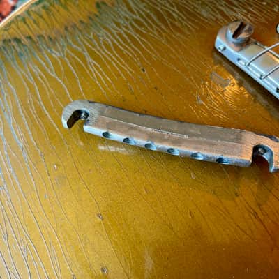 Original 1950s Gibson Les Paul Wraparound Stop Tailpiece Bridge Aluminum Nickel stoptail wraptail image 5