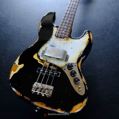 Fender Standard Jazz Bass 60s Pickups Black Aged Relic image 1