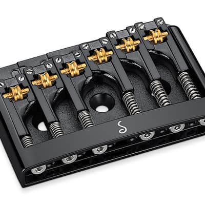 Schaller Germany 3D6 6-String Flatmount Roller Guitar Bridge, BLACK 12120400 image 1