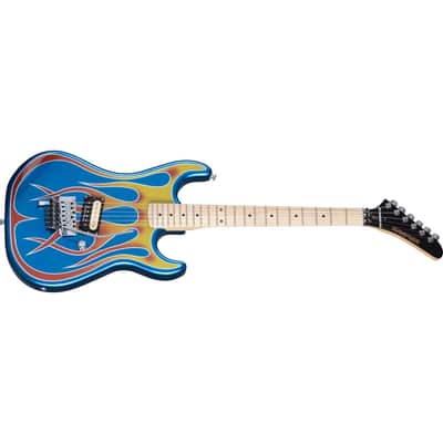 Kramer Baretta "Hot Rod" Blue Sparkle with Flames w/EVH D-Tuna image 4