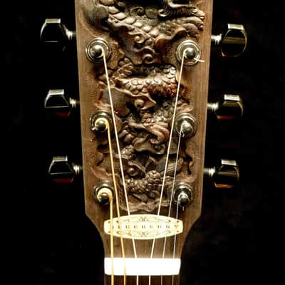Acoustic Dreadnought Guitar Handmade by Blueberry Dragon Motif image 12