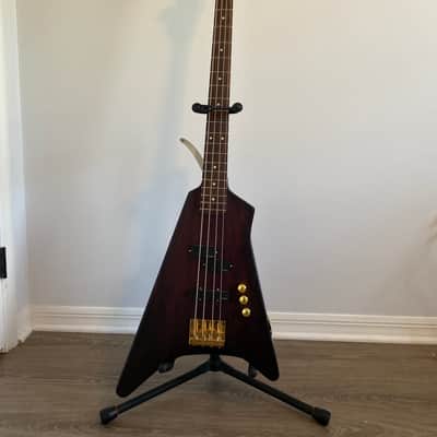 Custom Offset V Bass P/J Pickups with Precision Neck Translucent Dark Red/Maroon Sunburst image 1