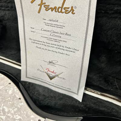2008 Fender Custom Shop Custom Classic Jazz Bass – Gloss Black – COA + OHSC image 14
