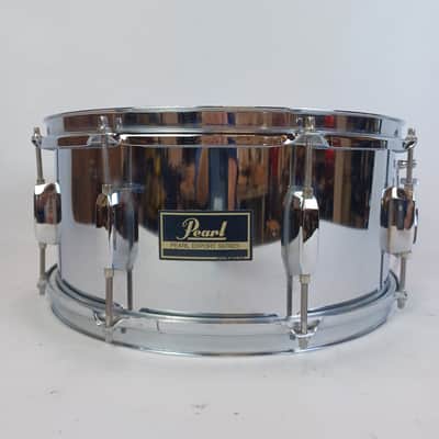 Pearl 6.5x14" Export Series Steel Snare Drum Vintage 90s Chrome Plated 8-Lug image 1