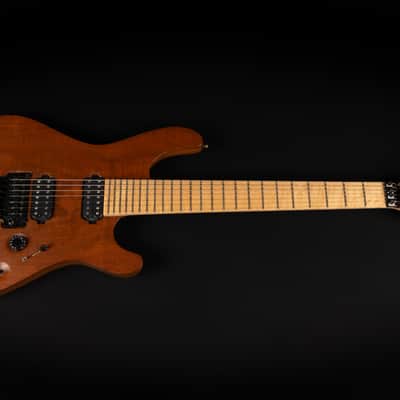2014 Mayones Regius Pro 7 Claro Walnut | Custom 7-String Swamp Ash Body Neck Thru Birdseye Maple Fretboard DiMarzio Pickups Floyd Rose Tremolo Coil Split | CoA OHSC image 3
