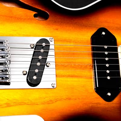 BootLegger Guitar Single Barrel Brown Red Black Burst Custom Case & Flask P90 & Single Coil image 9