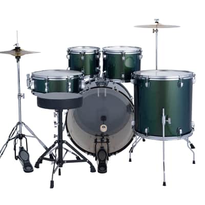 Ludwig Accent Drive 5PC Drum Set W/Hardware & Wuhan Cymbals, 22" Bass Drum, Jade Dust image 3