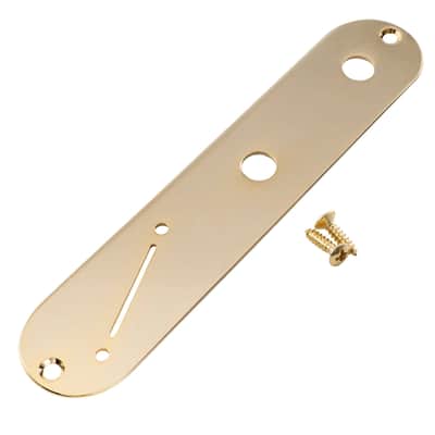 Brio 32mm Steel Control Plate – Narrow Pot Spacing & Angled Switch Slot for Telecaster® Style Guitars- Gold image 1