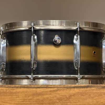 1940's WFL 7"x14" Black & Gold Duco Zephyr Lug Snare Drum image 7