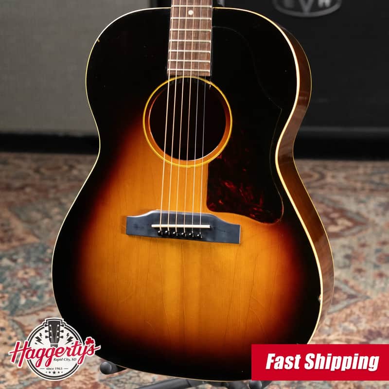 Gibson Vintage 1966-1967 LG-2 Acoustic Guitar - Sunburst with Alligator Chipboard Case - Used image 1