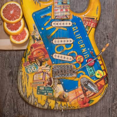 The Calicaster: Custom Vintage California License Plate, 1950s Style Aged Yellow Collage image 2