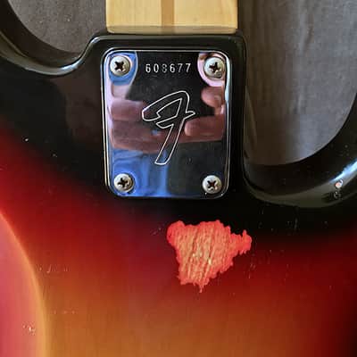 Left-handed Fender Precision bass, c1975 Tobacco Burst, converted to PJ image 5