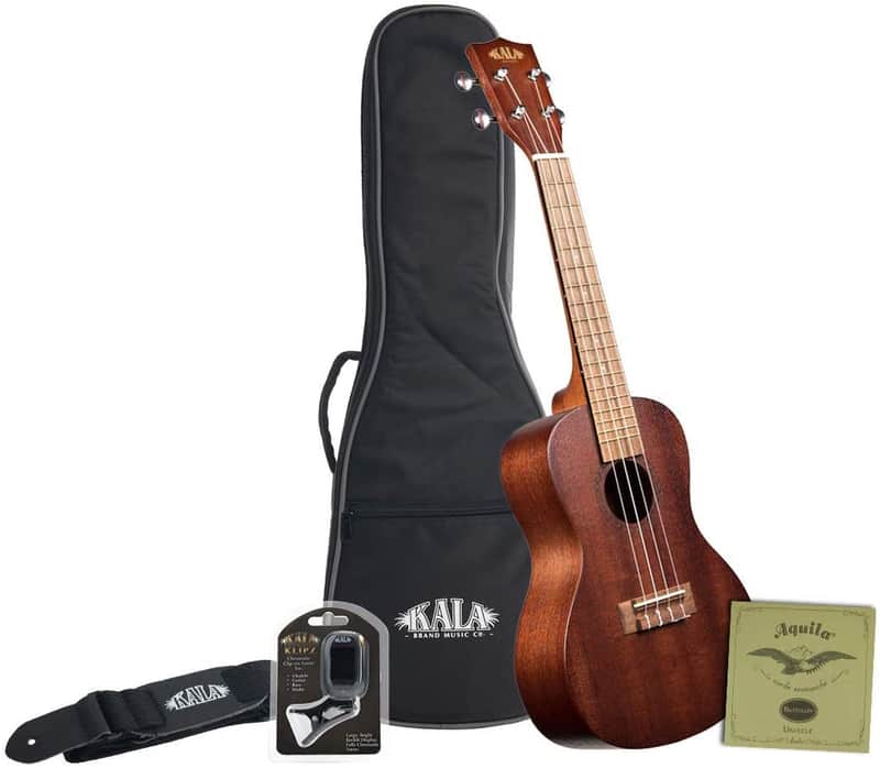Kala Brand Music Co., 4-String Ukulele, Light Mahogany Stain, Learn to Play Kit (KA-15C-BNDL2006) image 1