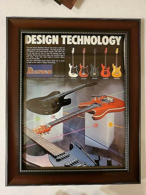 1984 Ibanez Guitars Color Promotional Ad Framed Ibanez RS Series Guitars Original image 1