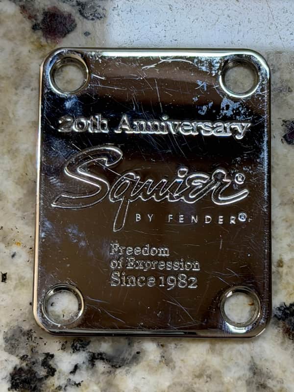 Squier 20th Anniversary Neck Plate 2002 - Chrome by Fender image 1
