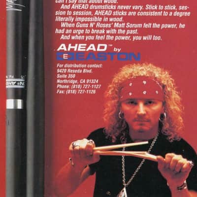 Ultra Rare Vintage Easton Ahead Matt Sorum Signature Drumsticks (Guns N’ Roses Era, Early 1990s) image 12