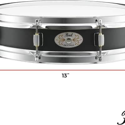 Pearl 13x3" Black Steel Effect Piccolo Snare Drum - Black (S1330B) image 3