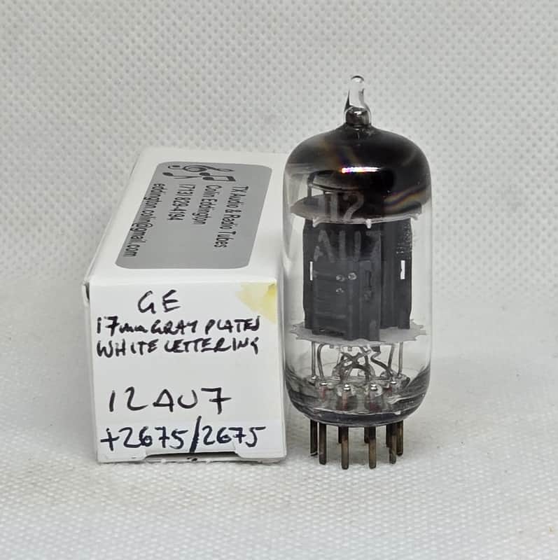 GE 12AU7 Gray Plate Perfectly Balanced Single NOS ECC82 12AU7A image 1