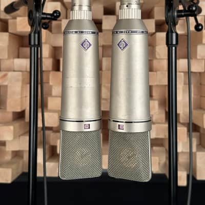 Vintage Neumann U87 Condenser Microphone Matched Stereo Pair! One SN Apart! 1971 U 87 With Swivel Mounts. Rare! image 2