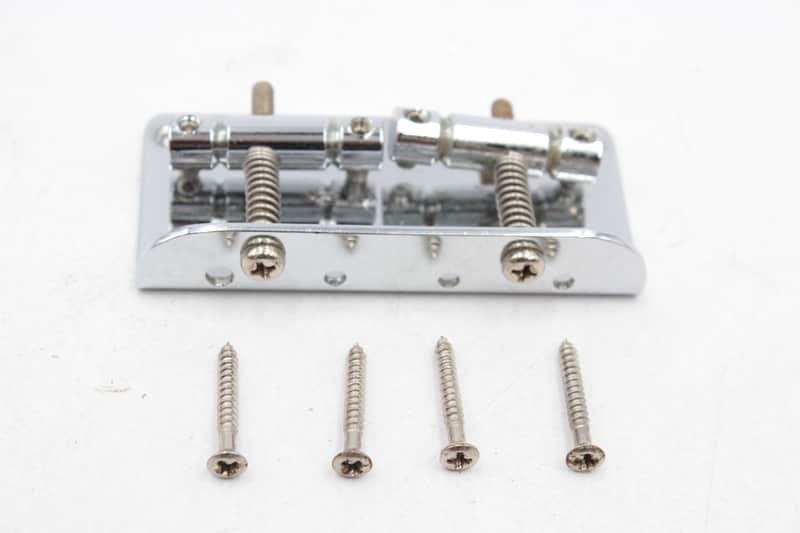 Traditional 2-Saddle 4-String Bass Guitar Bridge - Chrome, Top-Load, '51 P-Bass / Tele Bass Style with Screws image 1