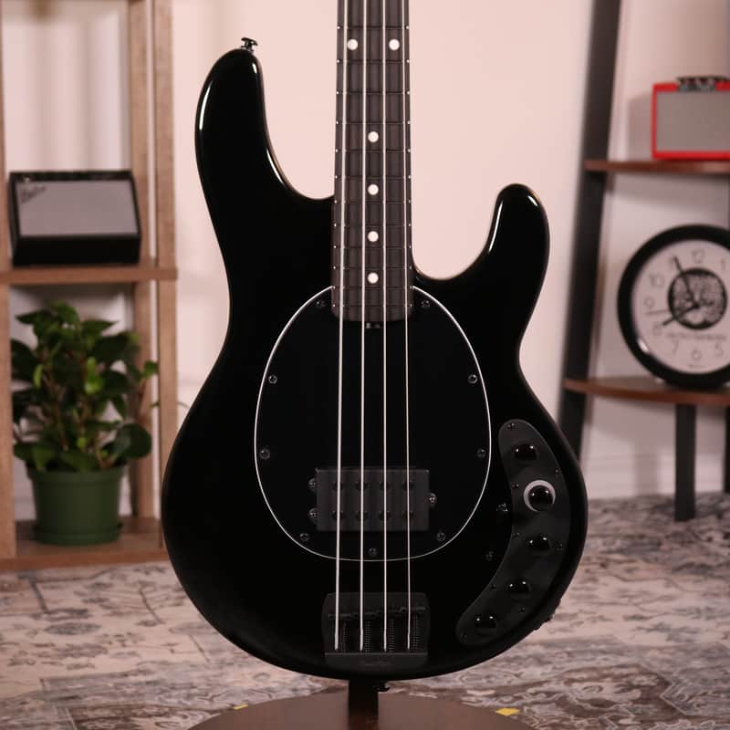 MusicMan DarkRay 4 Electric Bass - Ebony Fingerboard, Obsidian Black image 1