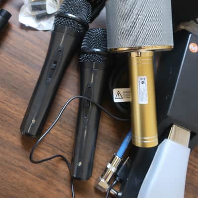 Quick I have Karaoke Party Next Week & I Need All The Stuff! Karaoke Lot 20 Blue Snowball 3 Mics Cables Tuner RCA 1/2 Inch XLR 5 Core Microphone Wireless Pink Karaoke Mic With Speaker 3 in 1 Portable Bluetooth image 7