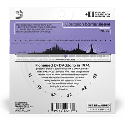 D'Addario EJ26 Phosphor Bronze Acoustic Guitar Strings, Custom Light, 11-52 image 3