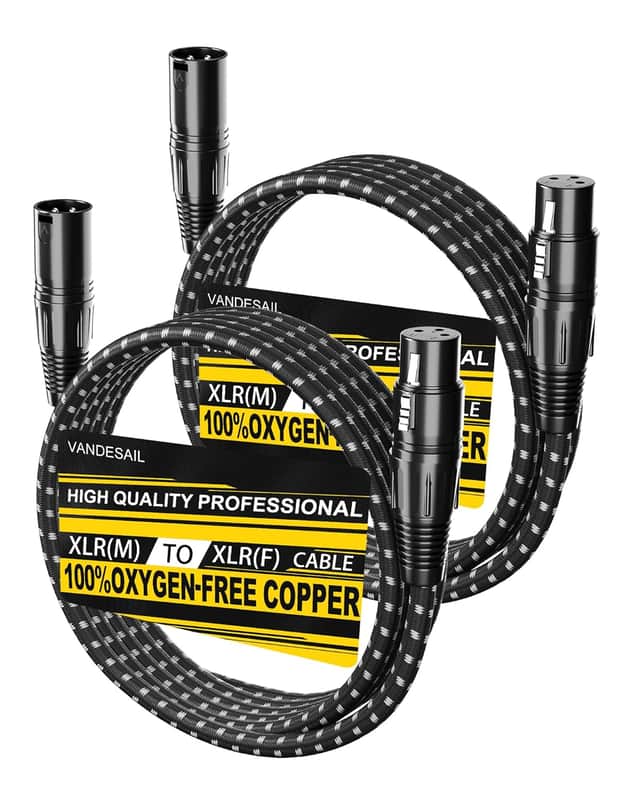 XLR Cable, 10 ft 2 Pack Microphone Cable, XLR Male to Female Balanced Microphone Cord 3 pin, 10 ft Short mic Cable XLR Cables 10 ft image 1