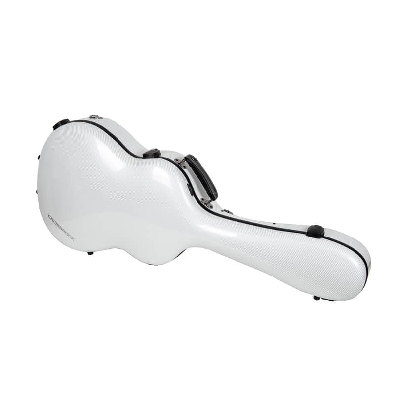 Crossrock Ultra-Light Fiberglass Case-Fits 4/4 Classical Nylon String Guitars, Includes Protective Cover, Interior Compartment, TSA Lock, Weight 6.4lb-White image 1