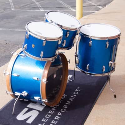60's Ludwig Keystone Badge Blue Sparkle Kit - 20" 12,13,16" image 8