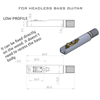 Nova Guitar Parts Single String Headless Bass Bridge-6 / Brass image 2
