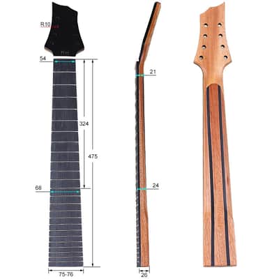 Okoume 8-String Guitar Neck, 24 Fret, Artificial Rosewood Fretboard image 6