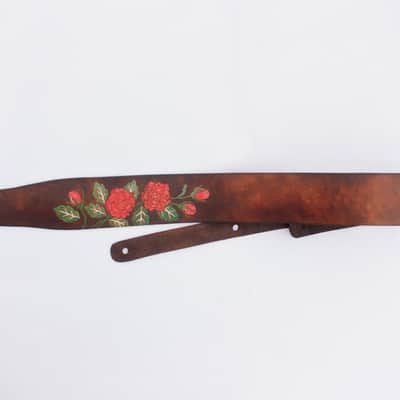 burnyblack custom guitar bass strap leather - rose brown image 10