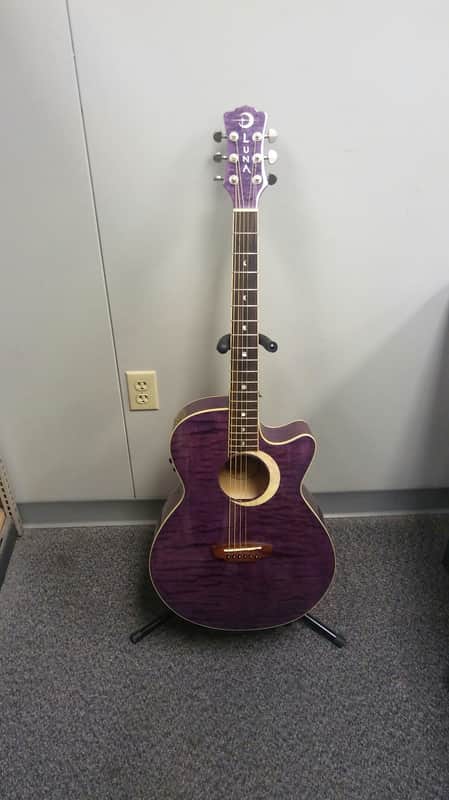 Luna Fauna Eclipse Acoustic-Electric Guitar Transparent Purple image 1