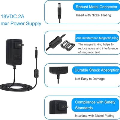 18V Power Adapter Compatible with MXR M237 M238 M239 M 237 238 239 Mini Iso-Brick MXRM237 MXRM238 Dunlop DC Brick Multi DCB-10 DCB10 Guitar Pedal, 18VDC 2A mxr Power Supply image 4