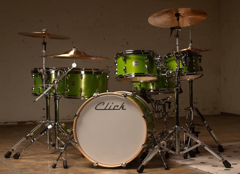 Click Icon - 6pc Maple Drum Set Shell Pack Lemon-Lime Misty Sparkle Wrap image 1