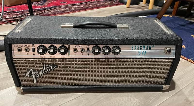 1974 Fender Bassman 50 2-Channel 50-Watt Guitar Amp Head 1972 - 1976 - Silverface image 1