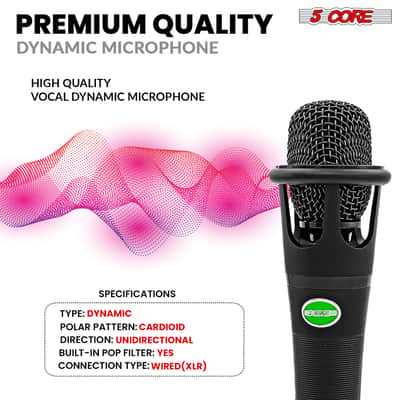 5 Core Podcast Equipment Bundle w Cardioid Dynamic XLR Microphone Mini Desk Stand XLR to 1/8” Cable image 5