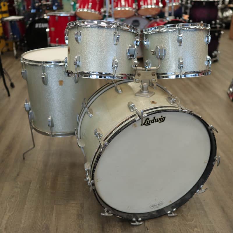Vintage 60s Ludwig Hollywood 4-PC Shell Pack 12/12/16/22 (Silver Sparkle) image 1