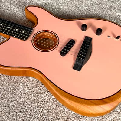 Fender Limited Edition American Acoustasonic Telecaster With Deluxe GigBag and Case Candy -2023 Model in Shell Pink & Tortoise Rosette and Purfling image 3