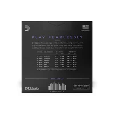 D'Addario NYXL - Nickel Wound NY Steel Core Electric Guitar Strings - Medium (11-49) - 3 Pack image 3