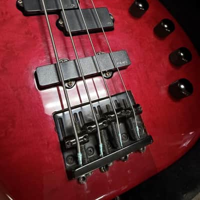 Modulus Graphite BassStar Fretless 4-String Bass Red w/ EMG Pickups & Hard Case – USA image 7