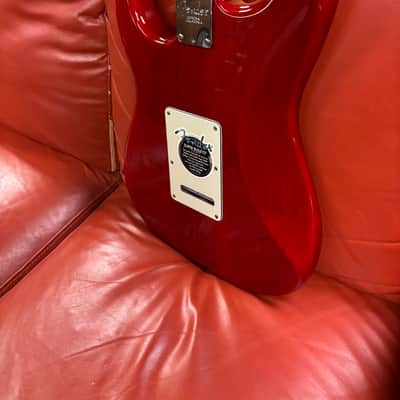 2000 Fender American Deluxe Fat Stratocaster HSS with Maple Fretboard Crimson Transparent image 14