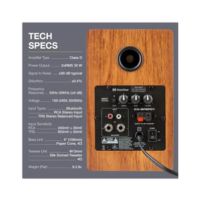 Knox Gear LP1 Powered Bookshelf Bluetooth Speakers (Wood Finish) image 7