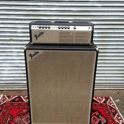 Fender Bassman 135 Head and speaker cabinet matching stack original vintage 1970s Silverface image 3
