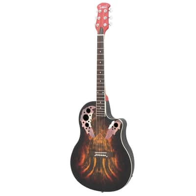 Glarry 41 inch Full-Size Cutaway Acoustic-Electric Guitar Grape Voice Hole Spruce Top Round Back 2020s - Sunset Color image 12