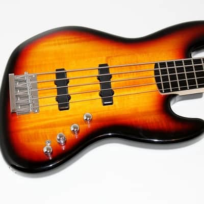 Fender Squier Deluxe Jazz V 5 String Active Sunburst Electric | Reverb