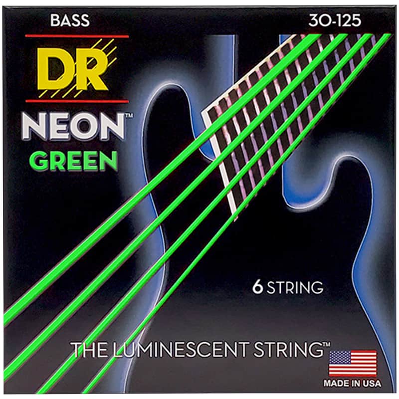 Hi Def Neon Green 6 Cordes Medium 30-125 DR Strings image 1
